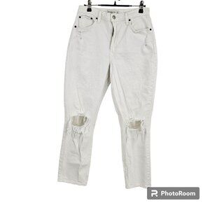Abercrombie & Fitch Jeans White Curve Love Mom High Rise Relaxed Tapered Leg 27